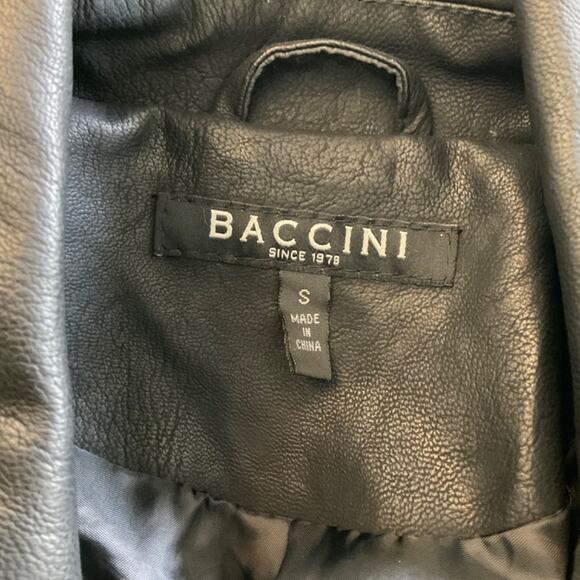 Vintage 90s Black vegan leather jacket Moto zip silver hardware bomber Y2K Small - Picture 9 of 11